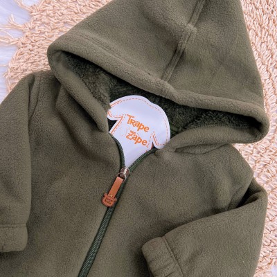  Jaqueta em Fleece com Pelinhos e Capuz - Verde